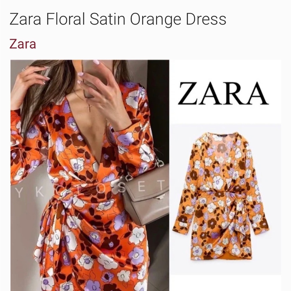 Zara floral silk dress. With tags, perfect for fall 🌻🍁